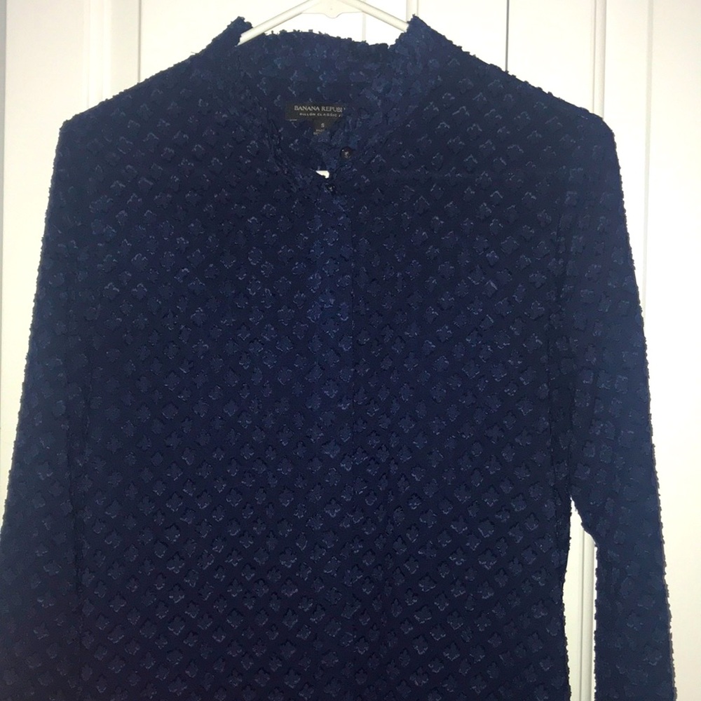 Navy Blue Textured Blouse